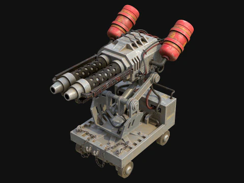 Flamethrower Turret-1-grey 3D Model