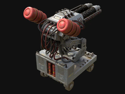 Flamethrower Turret-1-grey 3D Model