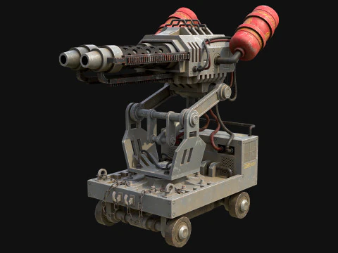 Flamethrower Turret-1-grey 3D Model