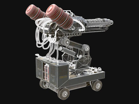 Flamethrower Turret-1-grey 3D Model