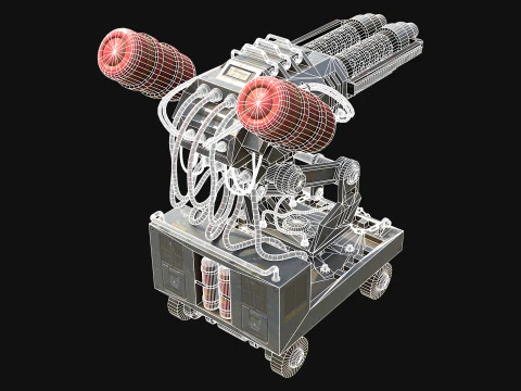 Flamethrower Turret-1-grey 3D Model