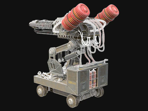 Flamethrower Turret-1-grey 3D Model