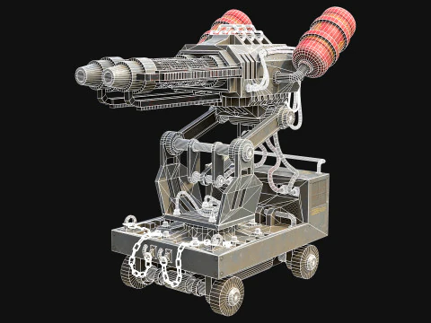 Flamethrower Turret-1-grey 3D Model