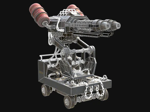 Flamethrower Turret-1-grey 3D Model