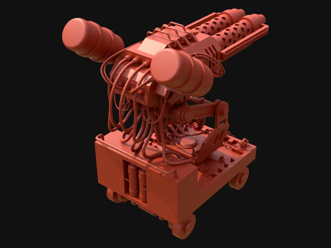 Flamethrower Turret-1-grey 3D Model