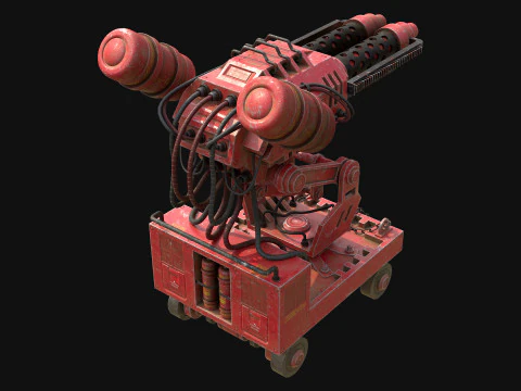Flamethrower Turret-1-Red 3D Model