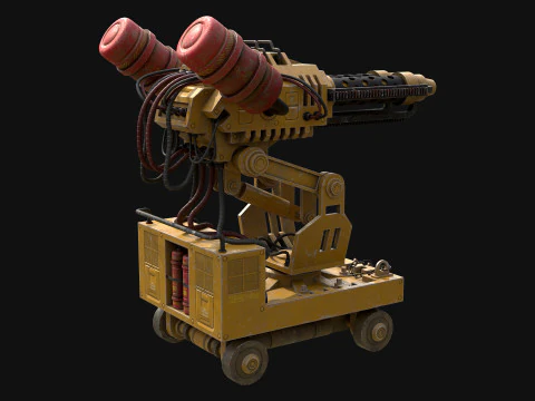 Flamethrower Turret-1-Yellow 3D Model