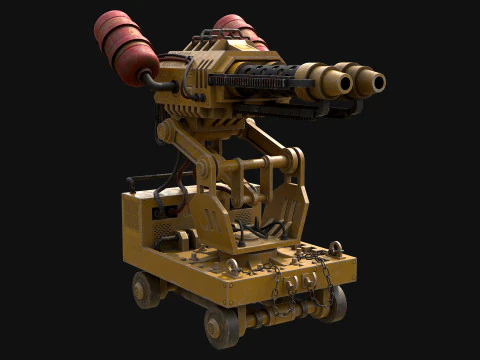 Flamethrower Turret-1-Yellow 3D Model
