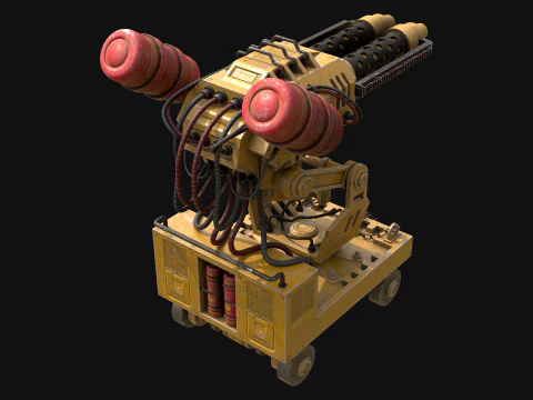 Flamethrower Turret-1-Yellow 3D Model