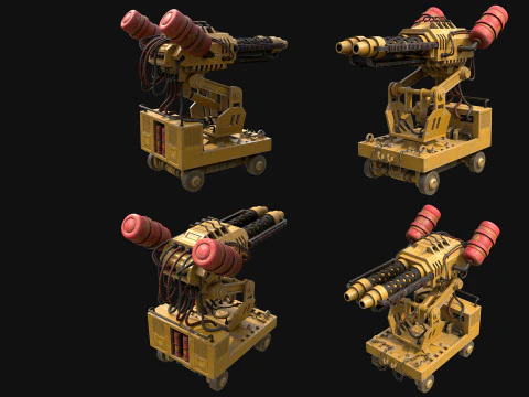 Flamethrower Turret-1-Yellow 3D Model