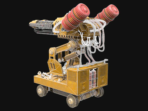 Flamethrower Turret-1-Yellow 3D Model