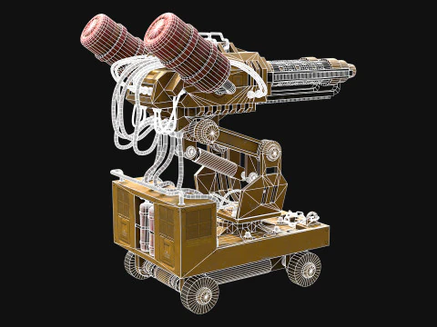 Flamethrower Turret-1-Yellow 3D Model