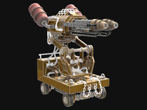 Flamethrower Turret-1-Yellow 3D Model