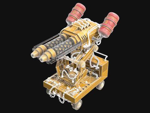 Flamethrower Turret-1-Yellow 3D Model