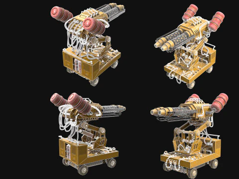 Flamethrower Turret-1-Yellow 3D Model