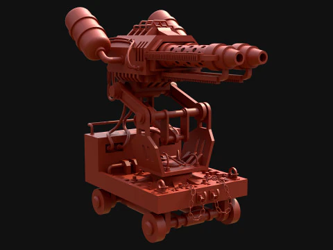 Flamethrower Turret-1-Rusty-Green 3D Model