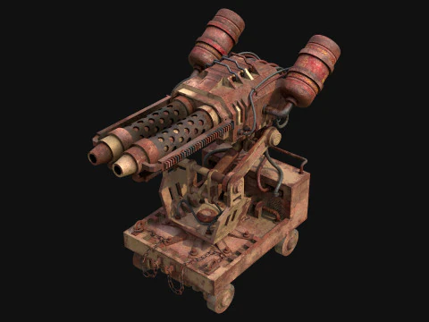Flamethrower Turret-1-Rusty-Desert 3D Model
