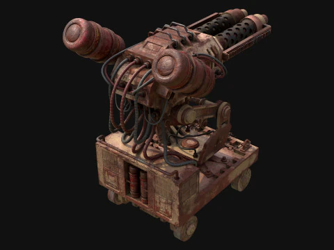 Flamethrower Turret-1-Rusty-Desert 3D Model