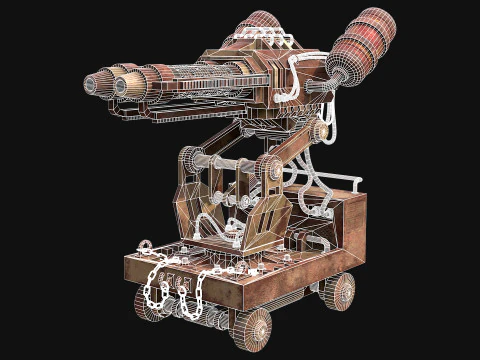 Flamethrower Turret-1-Rusty-Desert 3D Model