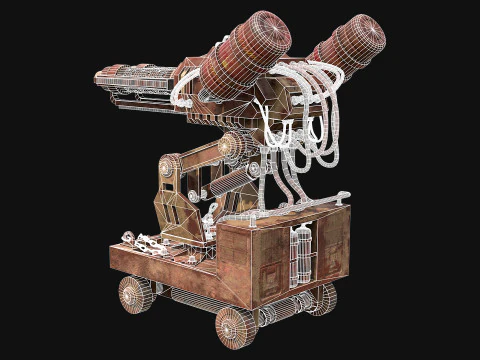 Flamethrower Turret-1-Rusty-Desert 3D Model