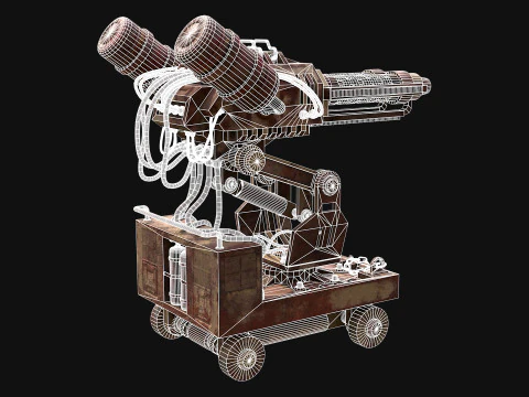 Flamethrower Turret-1-Rusty-Desert 3D Model