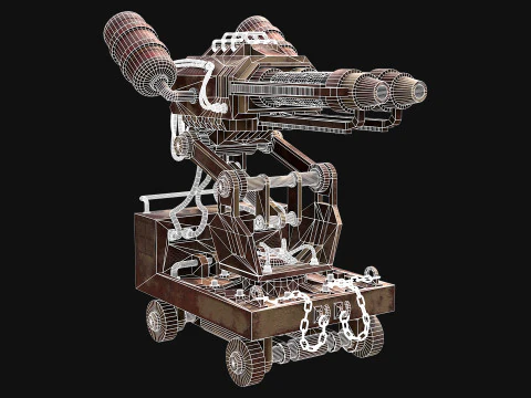 Flamethrower Turret-1-Rusty-Desert 3D Model