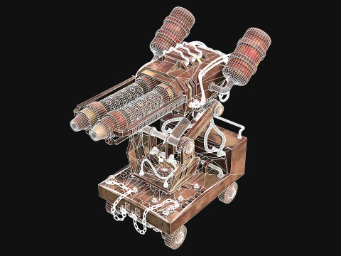 Flamethrower Turret-1-Rusty-Desert 3D Model