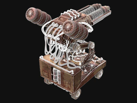 Flamethrower Turret-1-Rusty-Desert 3D Model