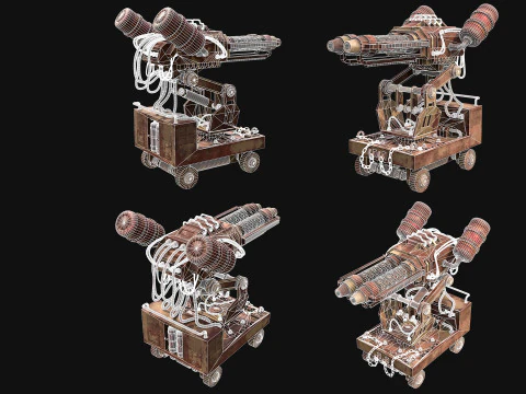 Flamethrower Turret-1-Rusty-Desert 3D Model