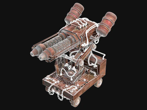 Flamethrower Turret-1-Rusty-Grey 3D Model