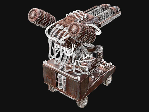 Flamethrower Turret-1-Rusty-Grey 3D Model