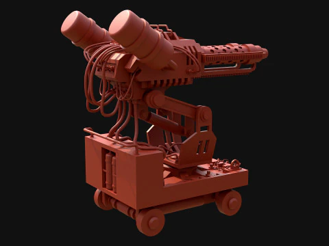 Flamethrower Turret-1-Rusty-Grey 3D Model