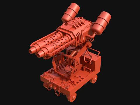 Flamethrower Turret-1-Rusty-Grey 3D Model