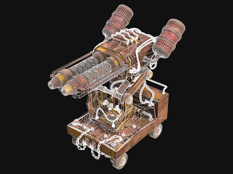 Flamethrower Turret-1-Rusty-Yellow 3D Model