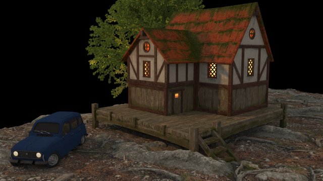 house cabin lake 3Dモデル .c4d .max .obj .3ds .fbx .stl .blend