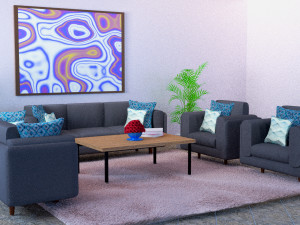 living room couches cushions and coffee table pack 3D Model