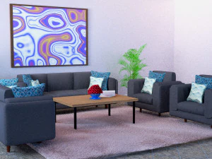 living room couches cushions and coffee table pack 3D Model