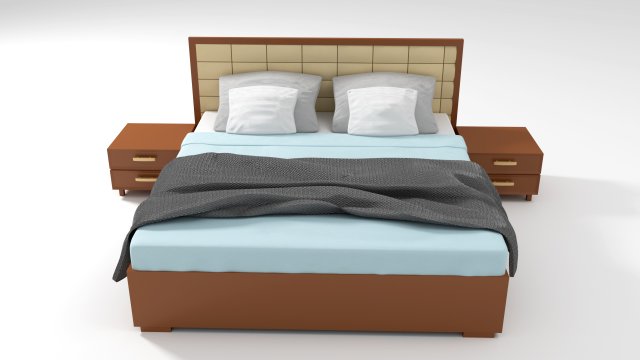 panelled headboard king size bed 3D 模型 .c4d .max .obj .3ds .fbx .stl .blend 