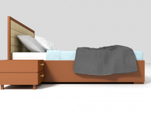 panelled headboard king size bed 3D 模型