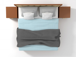 panelled headboard king size bed 3D 模型