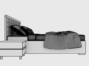 panelled headboard king size bed 3D 模型