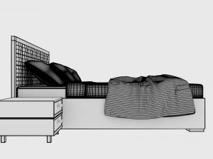 panelled headboard king size bed 3D Model