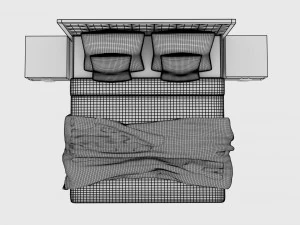panelled headboard king size bed 3D Model