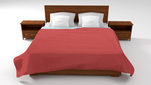simple modern bed with panel headboard 3Dモデル .c4d .max .obj .3ds .fbx .stl .blend 