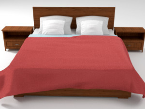 simple modern bed with panel headboard 3D Model
