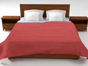 tempat tidur modern sederhana dengan sandaran kepala panel Model 3D