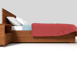 simple modern bed with panel headboard 3Dモデル