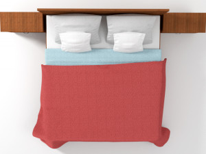 simple modern bed with panel headboard 3Dモデル