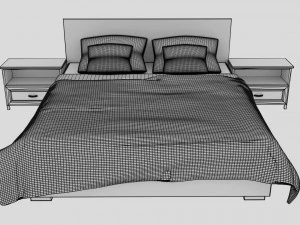simple modern bed with panel headboard 3D Model