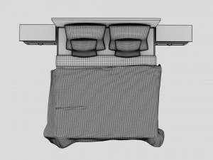 simple modern bed with panel headboard 3D Model